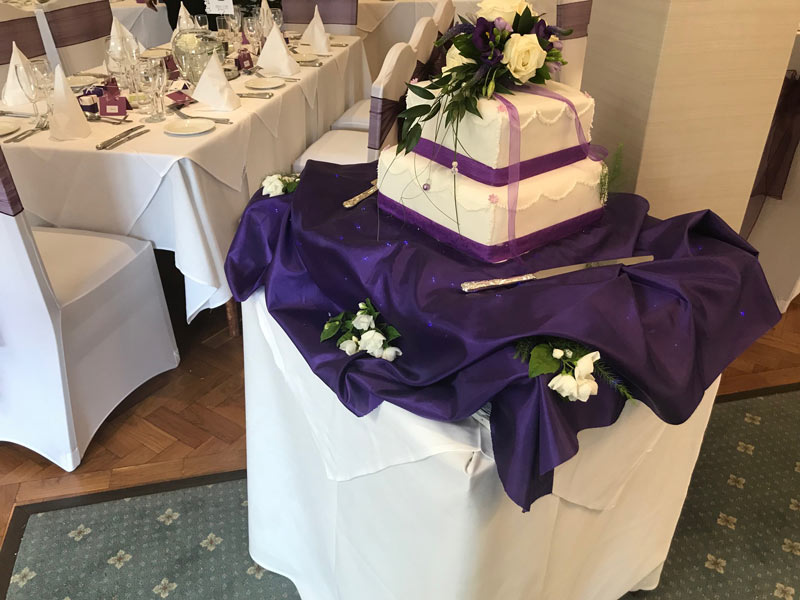 Wedding cake on table at the Littlebury
